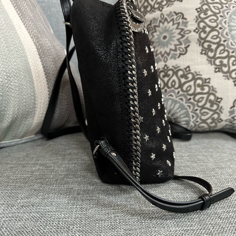 ❌SOLD❌ Stella McCartney Small Black Faux Leather Falabella Star Backpack - Picture 5 of 10